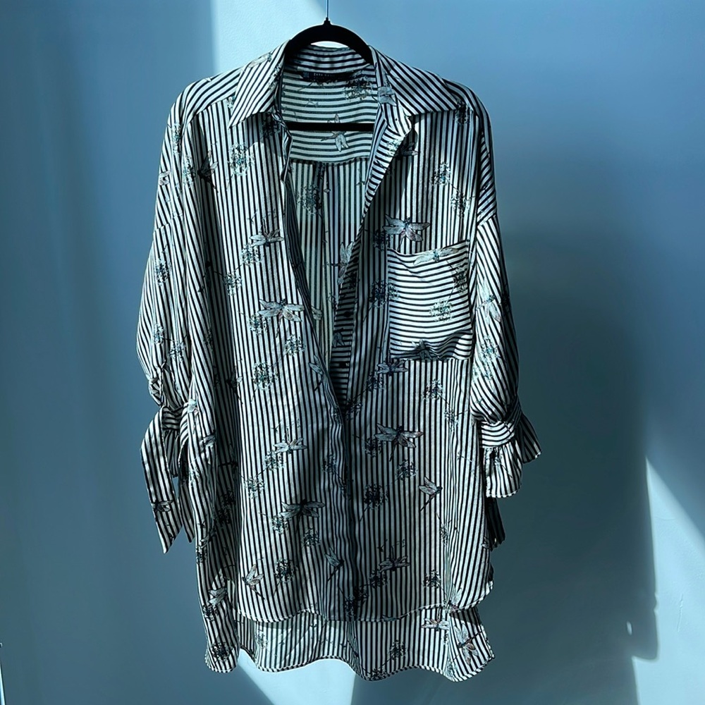 Striped Oversized Button Down - image 1